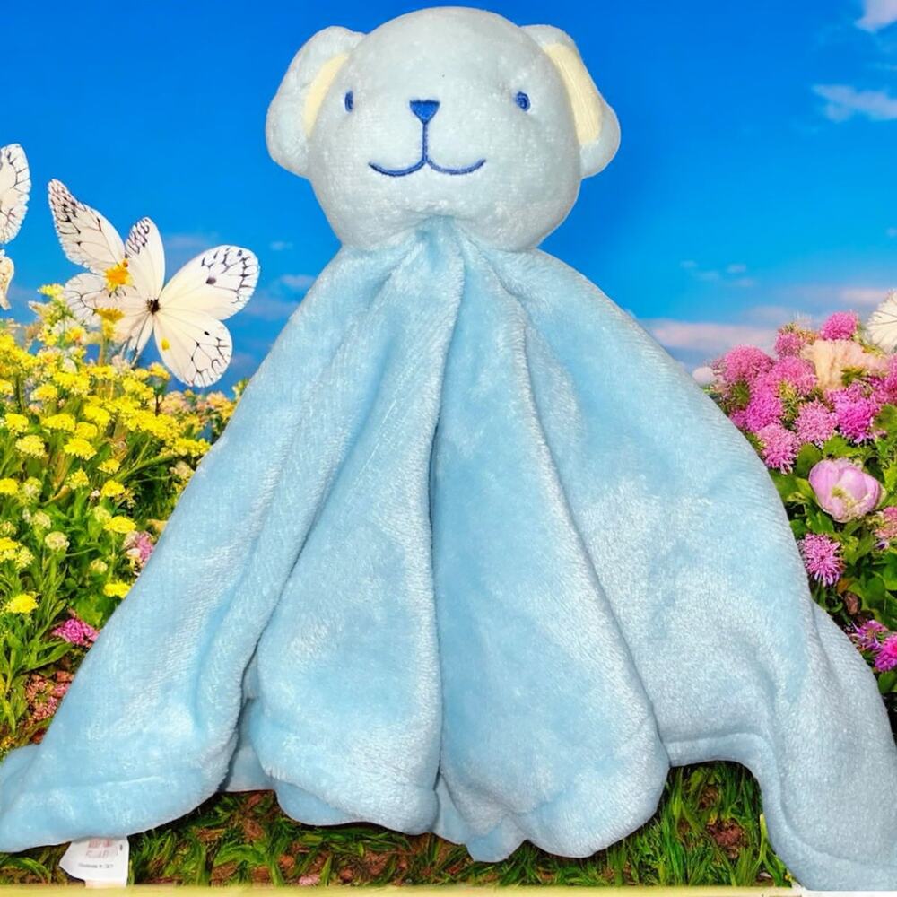 Pure Baby 16" Blue Lovey Comfort Bear Security Blanket Teddy Nursery Shower Gift